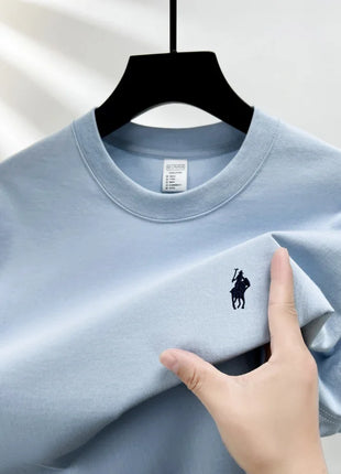 T-shirt homme col rond manches courtes 100 % pur coton, vente chaude, marque de luxe, été, broderie exquise, poney, haut respirant