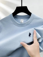 T-shirt homme col rond manches courtes 100 % pur coton, vente chaude, marque de luxe, été, broderie exquise, poney, haut respirant