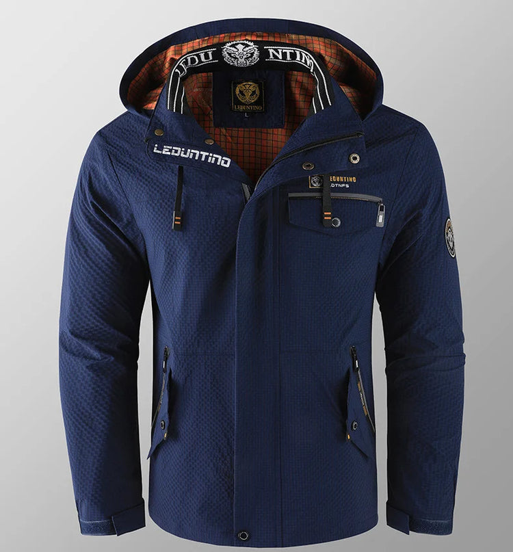 New Men's Trend Fashion Casual Windproof Waterproof Soft Shell Warm Coat Outdoor Sports Jogging Multi-Function Hooded Jacket