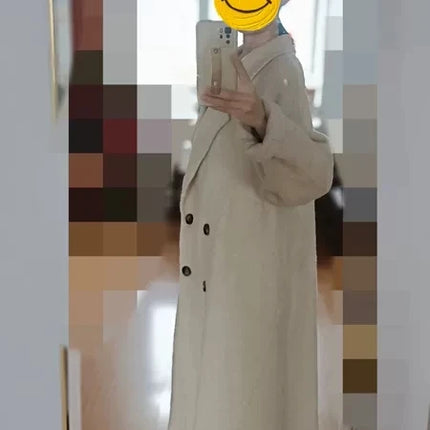 Women And Men Unisex Thicken Warm X-long Alpaca Woolen Overcoat Winter Cashmere Wool Maxi Loose Coat Oversize Cloak Outsize