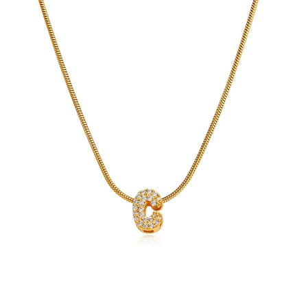Fashion Tiny CZ Zircon Initial Alphabet Pendant Neckalce Gold Plated Stainless Steel A-Z Letter Necklaces Birthday Gifts Jewelry PlatiNum