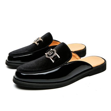 Scarpe casual in pelle da uomo Ciabatte nere di lusso Appartamenti di moda Pantofole da esterno traspiranti estive Mocassini slip on maschili firmati