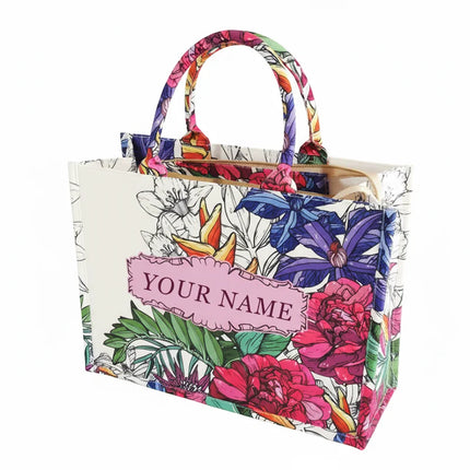 New 2026 Women's Personalized Tote Bag, Printed Canvas Handbag, Large Capacity Beach Bag