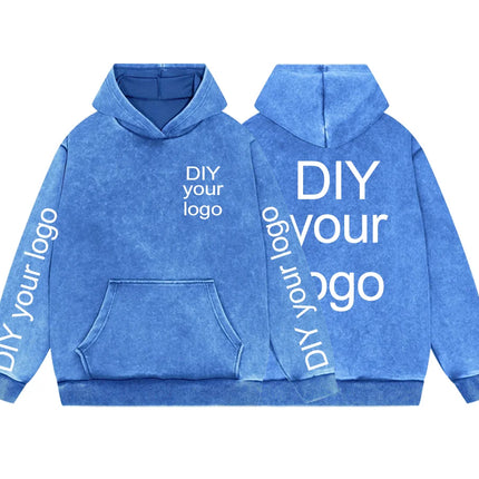Washed Retro Hoodies 5 Colors 100%Cotton Hoody Customized Personalized Pattern Customization Pullover Team Logo Company Logo