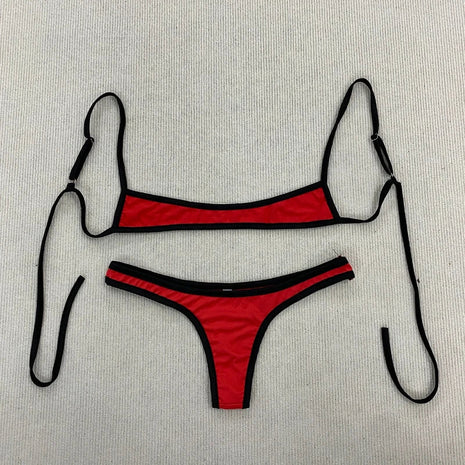 Bikini Estivo Sexy da Donna con Blocchi di Colore, Spalline Regolabili, Schiena Scoperta, Stile Europeo e Americano, Set da Spiaggia Due Pezzi platinumshop
