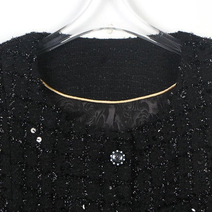 2025 Fashion Elegant Round Neck Single Bretted Light Luxury Celebrity Heavy Industry Sequin High-end Tweed Braided Jacket