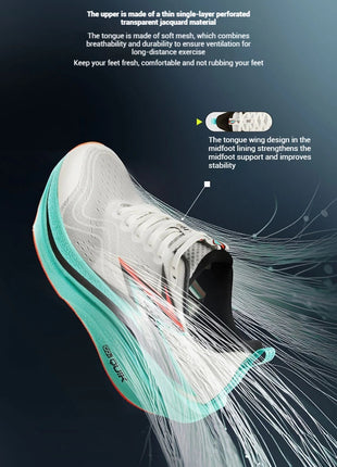 361 Degrees Flame 4.0 MIX Men Running Shoes Carbon Plate Racing Marathon Stable Rebound Wear-resistant Male Sneakers 672512204 PlatiNum