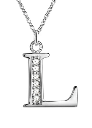 26 Letters 925 Sterling Silver Necklace Pendant Zircon For Women Exquisite Student Girlfriend Jewelry Accessories Wedding Gift PlatiNum