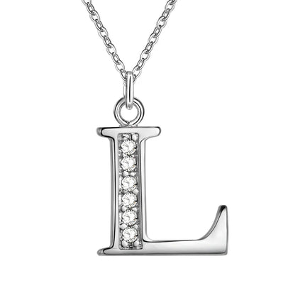 26 Letters 925 Sterling Silver Necklace Pendant Zircon For Women Exquisite Student Girlfriend Jewelry Accessories Wedding Gift PlatiNum