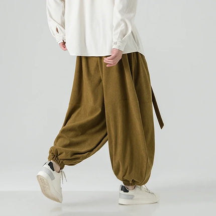 Pantaloni di velluto a coste da uomo autunno inverno pantaloni larghi casual oversize da uomo streetwear moda Harajuku donna pantaloni in vita elastica da uomo