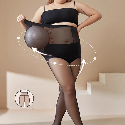 Plus Size Tights High Waist Anti-hook Tear-resistant Super Elastic Sheer Nylon Pantyhose Stocking large up to 110kg for Women