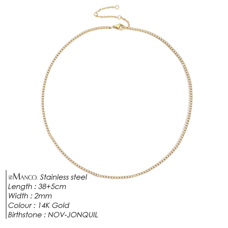 eManco Fashion Crystal High Quality Stainless Steel Gold Plated Necklace Ladies Charming Accessories Gifts Wholesale PlatiNum