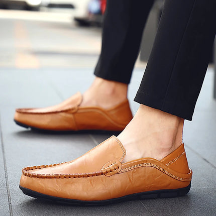 Scarpe da uomo Casual Luxury Summer Casual Leather Shoes Soft Low Platform Outdoor Light traspirante antiscivolo scarpe da guida nere