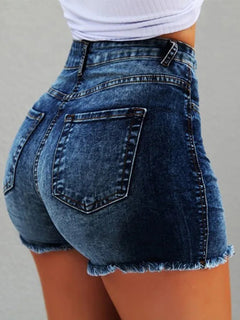 Y2K Womens Denim Shorts High Waisted Hot Pants with Tassels Retro Slim Fit Denim Shorts Fashion Trends Summer Blue Jeans Shorts
