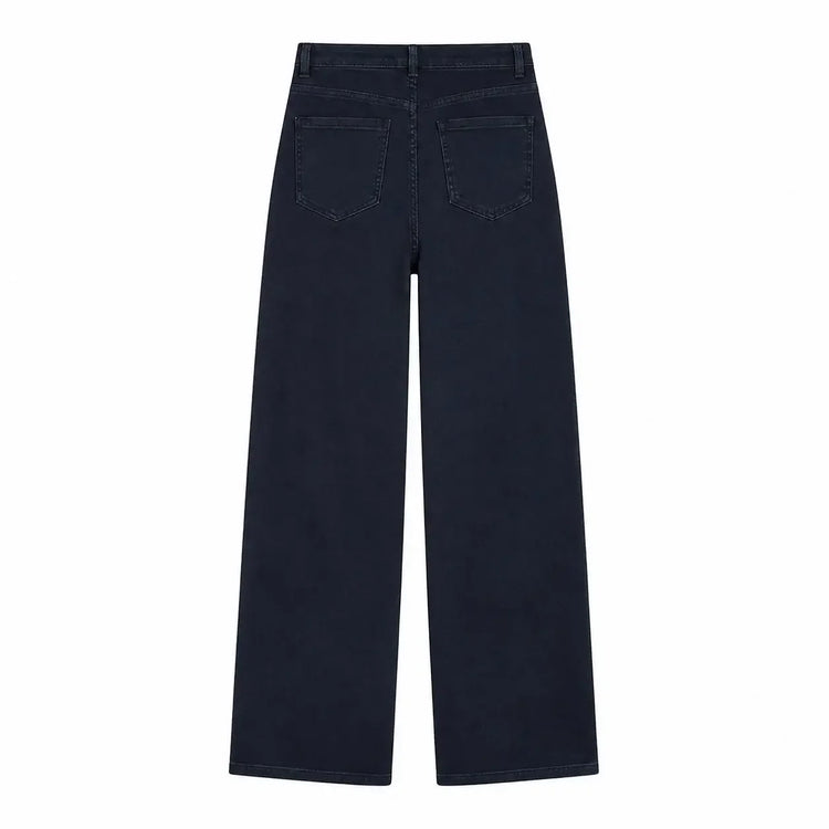 Women's Black Wide Leg Jeans, High Waist, Stretch Denim, Comfortable Loose Fit, Belt and Scarf Details, Modern Casual Style, Fashion Trousers for All Seasons, Sizes Xs-Xl，Fx1338-7