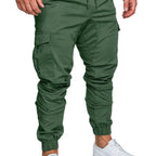 Men High Elastic Cargo Pants Summer Lace Up Drawstring Pocket Harem Stretch Full Trousers BSD-8811