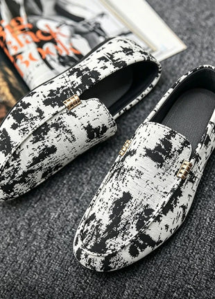 Mocassini stampati alla moda per uomo, scarpe basse estive traspiranti, scarpe casual da uomo, comode scarpe da guida antiscivolo, scarpe slip-on da uomo