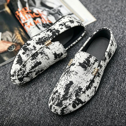 Mocassini stampati alla moda per uomo, scarpe basse estive traspiranti, scarpe casual da uomo, comode scarpe da guida antiscivolo, scarpe slip-on da uomo