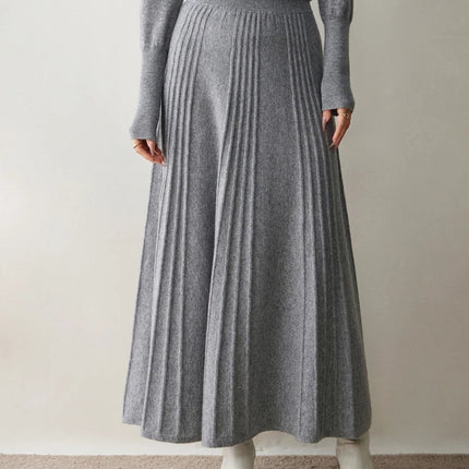 Women's Simple Loose Tight Waistbands Half-Length Skirt 100% Cashmere Autumn Winter Warm Soft Elegant Casual Fashion Bottoms PlatiNum