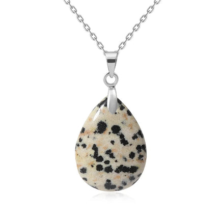 New Fashion Natural Stone Crystal Pendant Teardrop Simple Pendant Necklace Earrings Making Jewelry With Chain collar PlatiNum
