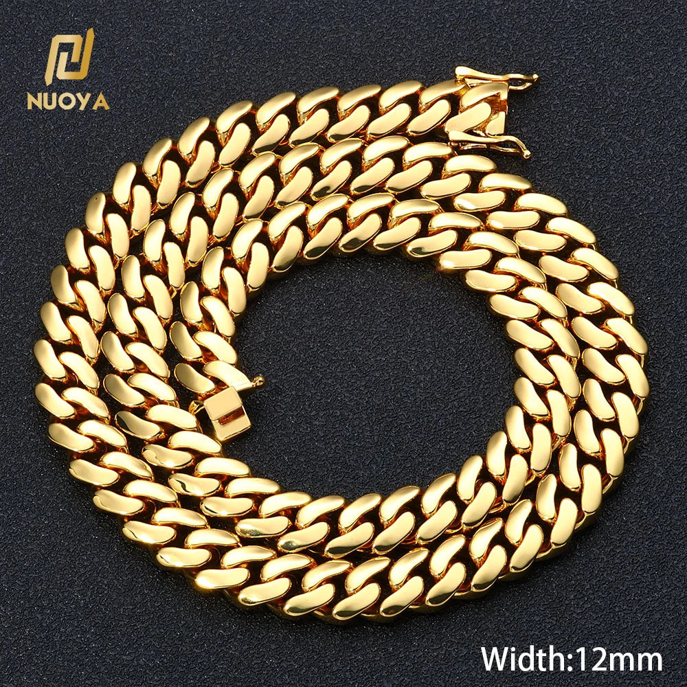ESKEEM All'ingrosso 10/12/15/22mm 14K/18K Placcato Oro Pesante Miami Collana a Catena a Maglia Cubana per Gli Uomini Hip Hop Gioielli Catene Cubane