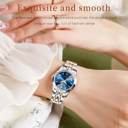 OLEVS 9931 Elegante Orologio da Donna di Lusso, Marca Originale, Movimento al Quarzo, Impermeabile, in Acciaio Inossidabile, Luminoso con Data platinumshop
