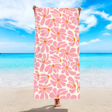 Asciugamano da spiaggia grande bohémien da 1 pezzo, telo da bagno stampato con fiori a righe, nuoto all'aperto, vacanze, telo da mare da campeggio