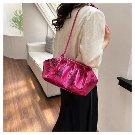 Small Luxury Design Women's Leather Silver Cloud Bag Female Gold Crossbody Bag Ladies Party Clutch Purse Female Handbags PlatiNum