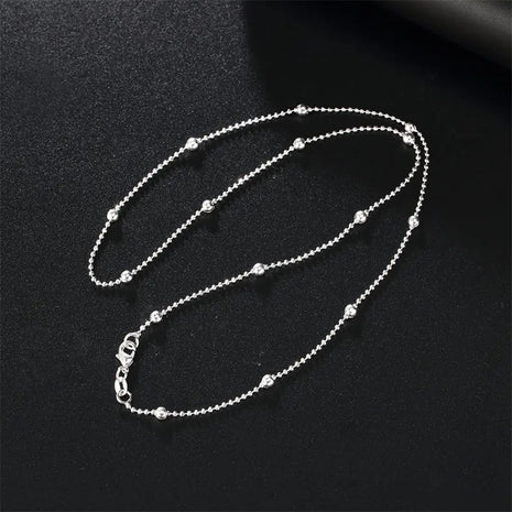 Charm 925 Sterling Silver 16-24 Inches Fine Sweater Bead Chain Women Necklace For Fashion Temperament Jewelry Party Wedding PlatiNum