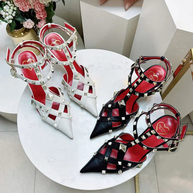 Nuovi Sandali con Tacco Alto e Borchie Primavera/Estate 2026, Sandali a Punta con Tacco Sottile, Scarpe Singole con Borchie platinumshop