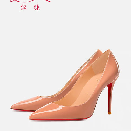 Tacchi alti eleganti da donna neri Fondo rosso lucido Tacchi da donna di marca di lusso 2025 tendenza Punta a punta Décolleté da festa sexy Scarpe da donna