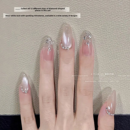 LYLE 12 grids Silver White Resin Nail Art Ornaments Shiny Tiny Star Flat Back Rhinestones Irregular Nail Accessories