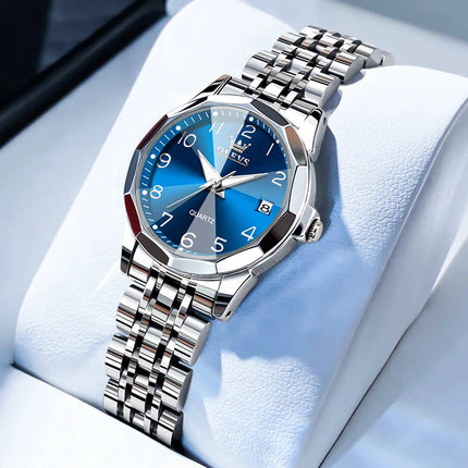 OLEVS 9931 Elegante Orologio da Donna di Lusso, Marca Originale, Movimento al Quarzo, Impermeabile, in Acciaio Inossidabile, Luminoso con Data platinumshop