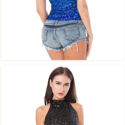 Women Short Hot Pants Jeans Slim Fit Low Waist Irregular Pockets Sexy Tassels Denim Shorts Button Fly Party Summer 2025 PlatiNum