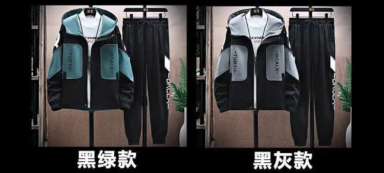 Spring Autumn New Tracksuits Men Set Casual Hooded Jacket Pants Sweatshirt Sportswear Coats Men Jacket+Pant Suits