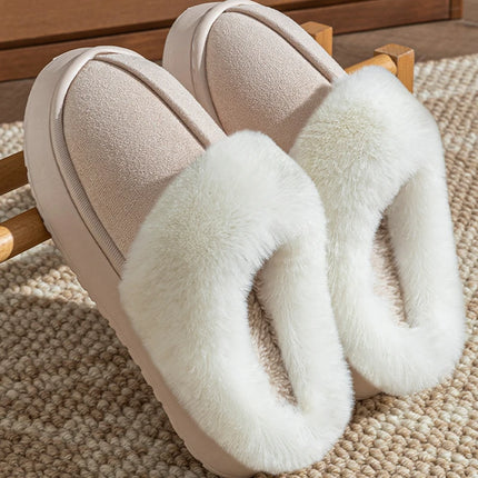 Winter Soft Fluffy Thick Soled Warm Slippers Women's Comfortable Living Room Fuzzy Lined Shoes Faux Suede Home Pantuflas Mujer