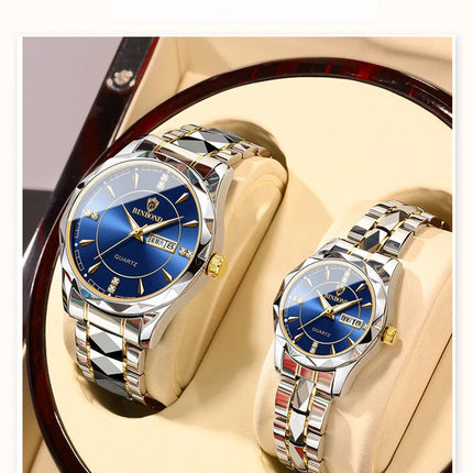 BINBONG Orologi da donna Orologio al quarzo da donna di moda di lusso Orologio da polso in acciaio inossidabile con data luminosa impermeabile Regalo per gli amanti della fidanzata platinumshop