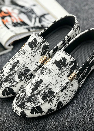 Mocassini stampati alla moda per uomo, scarpe basse estive traspiranti, scarpe casual da uomo, comode scarpe da guida antiscivolo, scarpe slip-on da uomo