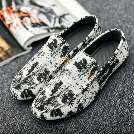 Mocassini stampati alla moda per uomo, scarpe basse estive traspiranti, scarpe casual da uomo, comode scarpe da guida antiscivolo, scarpe slip-on da uomo
