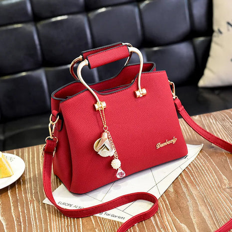 Yogodlns Luxury Pendant Handbag For Women PU Leather Tassel Shuolder Bag Designer Handle Bag Brand Shopping Mommy Shoudler Bag PlatiNum