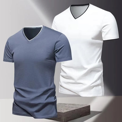 Men's Short Sleeve V-Neck T-Shirt, Men's Sporty Casual T-Shirt, Plain Simple Trendy Basic T-Shirt