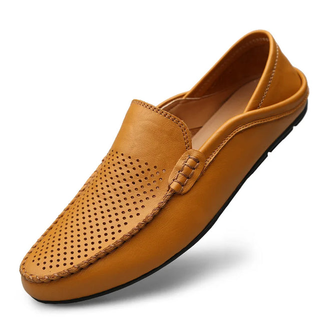 Scarpe da uomo Casual Luxury Summer Casual Leather Shoes Soft Low Platform Outdoor Light traspirante antiscivolo scarpe da guida nere