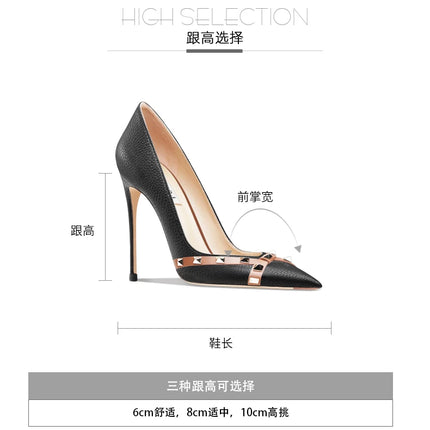 Scarpe da Donna in Pelle Verniciata Stile Star 2026, Tacchi Alti di Lusso con Borchie, Pumps Sexy a Punta, Scarpe da Sposa, Scarpe da Sera 34