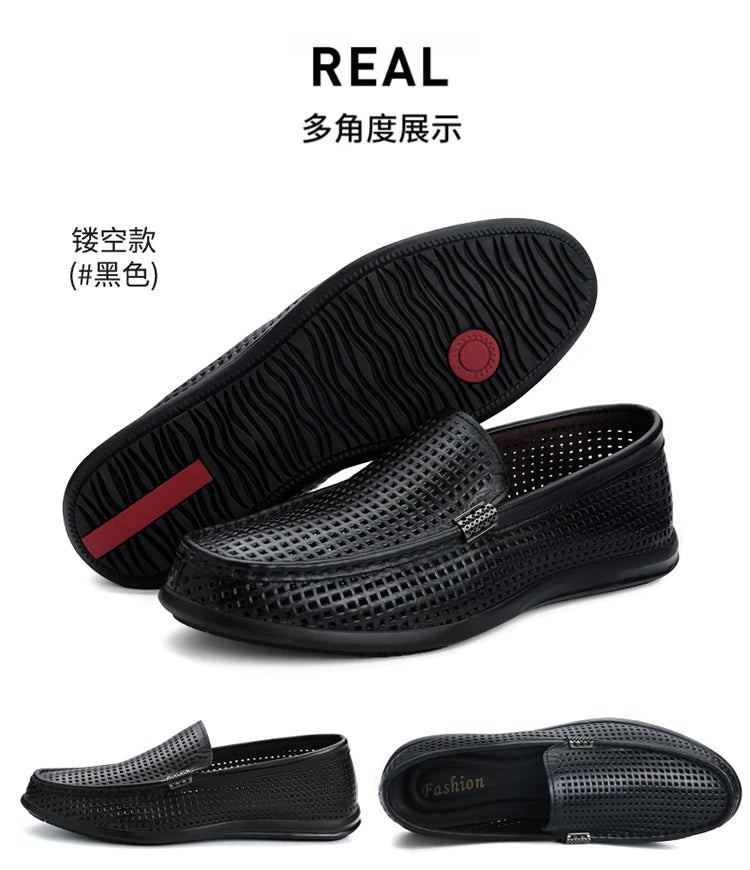 2025 Estate Scava Fuori Penny Mocassini Da Uomo Scarpe Da Barca Traspirante Uomo Mocassini In Pelle Slip On Appartamenti Mens Casual Scarpe Da Guida
