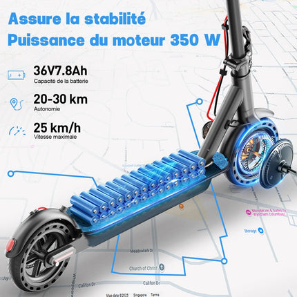 Monopattino Elettrico TODIMART T3 per Adulti, E-Scooter Urbano con Motore da 350W, Batteria 36V, Velocità 24,99 km/h, Autonomia 20-30 km, Pieghevole, 3 Velocità Regolabili, E-Scooter per Pendolari Urbani