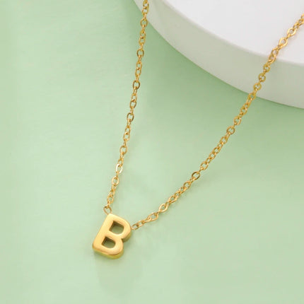 Skyrim Stainless Steel A-Z Initial Letter Necklace for Women Trend Minimalist Alphabet Choker Neck Chain Jewelry Birthday Gift PlatiNum