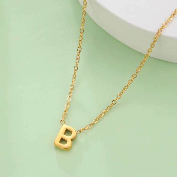 Skyrim Stainless Steel A-Z Initial Letter Necklace for Women Trend Minimalist Alphabet Choker Neck Chain Jewelry Birthday Gift PlatiNum