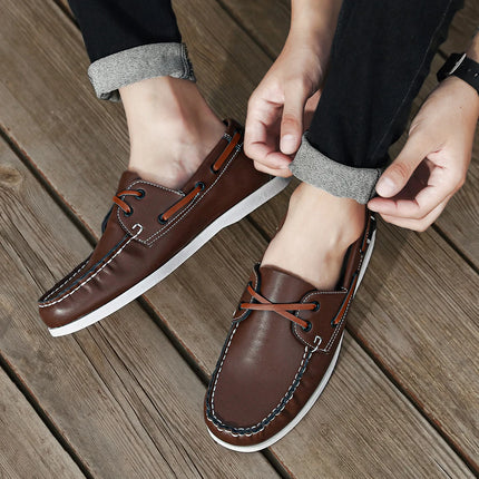 Scarpe mocassini da uomo alla moda con punta a grembiule, comode antiscivolo per passeggiate all'aperto, viaggi, primavera ed estate