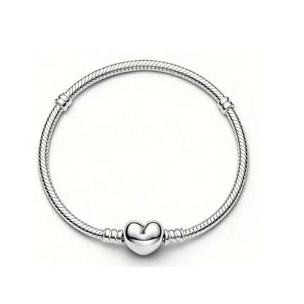 Nuovo Bracciale Artigianale Originale in Argento 925 con Charm, Liscio e Morbido, a Osso di Serpente, per Donna - Regalo 2026 PlatiNum