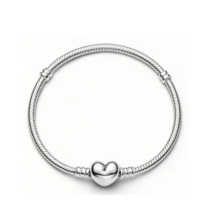 Nuovo Bracciale Artigianale Originale in Argento 925 con Charm, Liscio e Morbido, a Osso di Serpente, per Donna - Regalo 2026 PlatiNum